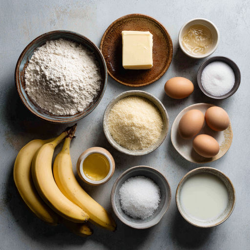 u6798196942_Top-down_view_of_banana_pound_cake_ingredients_ri_e75c08ba-4370-43de-8bea-1e1de76fe36e_2 Ingredients for banana pound cake including ripe bananas