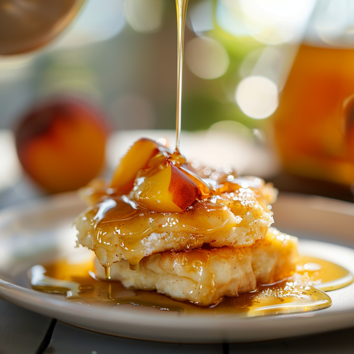 u6798196942_close-up_of_peach_syrup_drizzling_over_a_homemade_c69a17e8-a139-458d-b5ef-455083add275_1 recipe card peach syrup setup