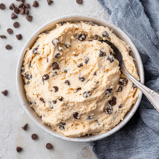 Healthy cottage cheese cookie dough in a rustic bowl