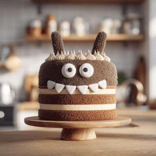 Labubu Cake Character on Wooden Stand