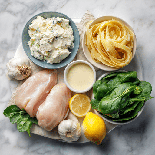 flat lay of Boursin pasta ingredients