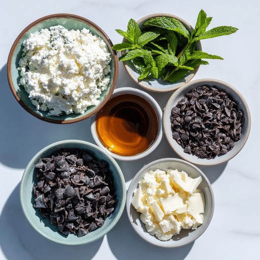 mint-cottage-cheese-ice-cream-ingredients.jpg Ingredients for easy mint chocolate chip cottage cheese ice cream